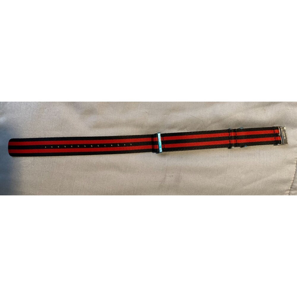Omega NEW Genuine 20mm Nylon Fabric 12" Black & Red Polyamide Strap